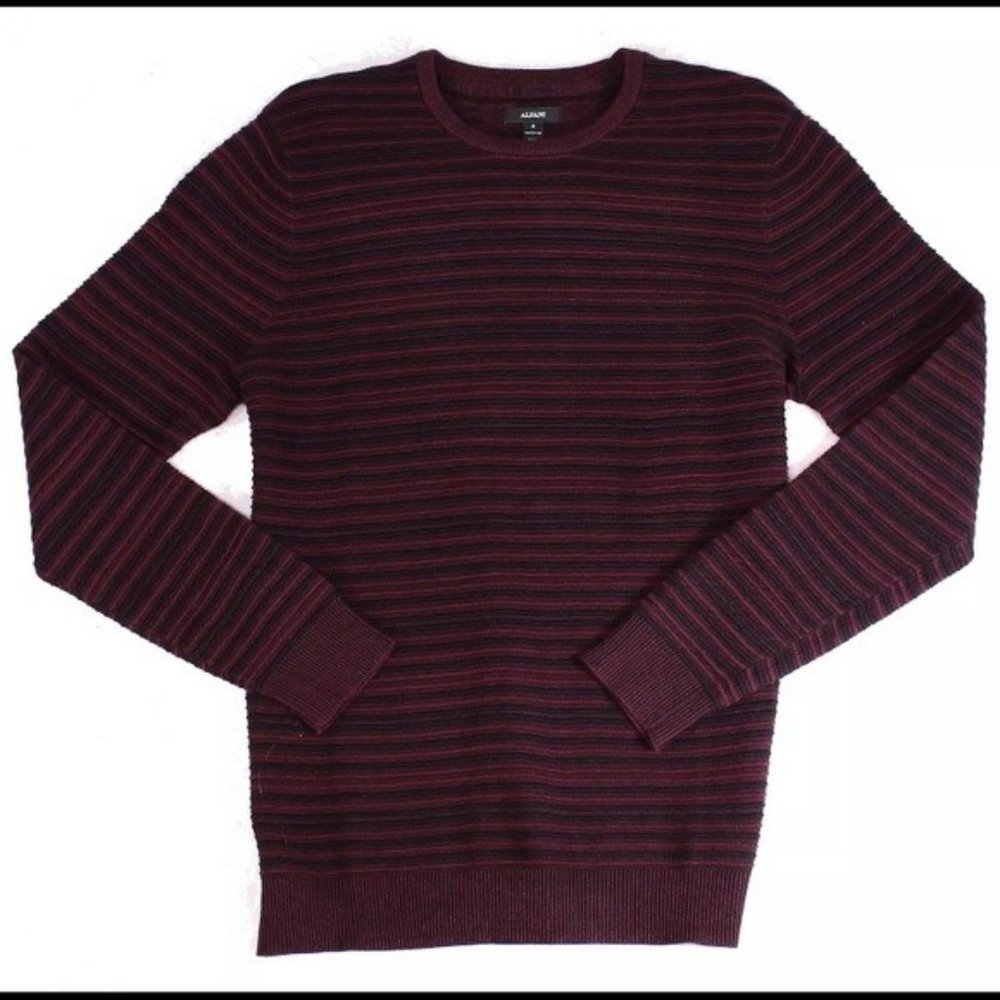 NWT Macy's Alfani Men's Sweater Port Red  Ottoman Textured Crewneck - Picture 2 of 14
